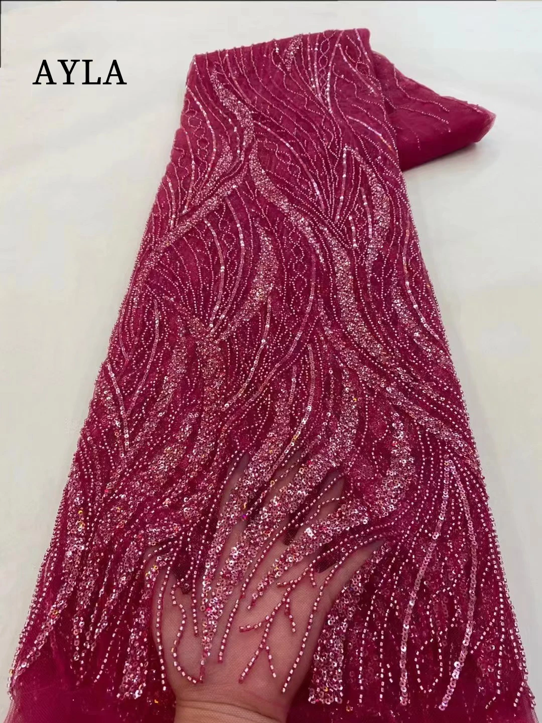 White High-end African Beads Tube Sequins Tulle Embroidery Lace French Beaded Lace Fabric for Wedding Party Bridal Fabrics Sew
White High-end African Beads Tube Sequins Tulle Embroidery Lace French Beaded Lace Fabric for Wedding Party Bridal Fabrics Sew