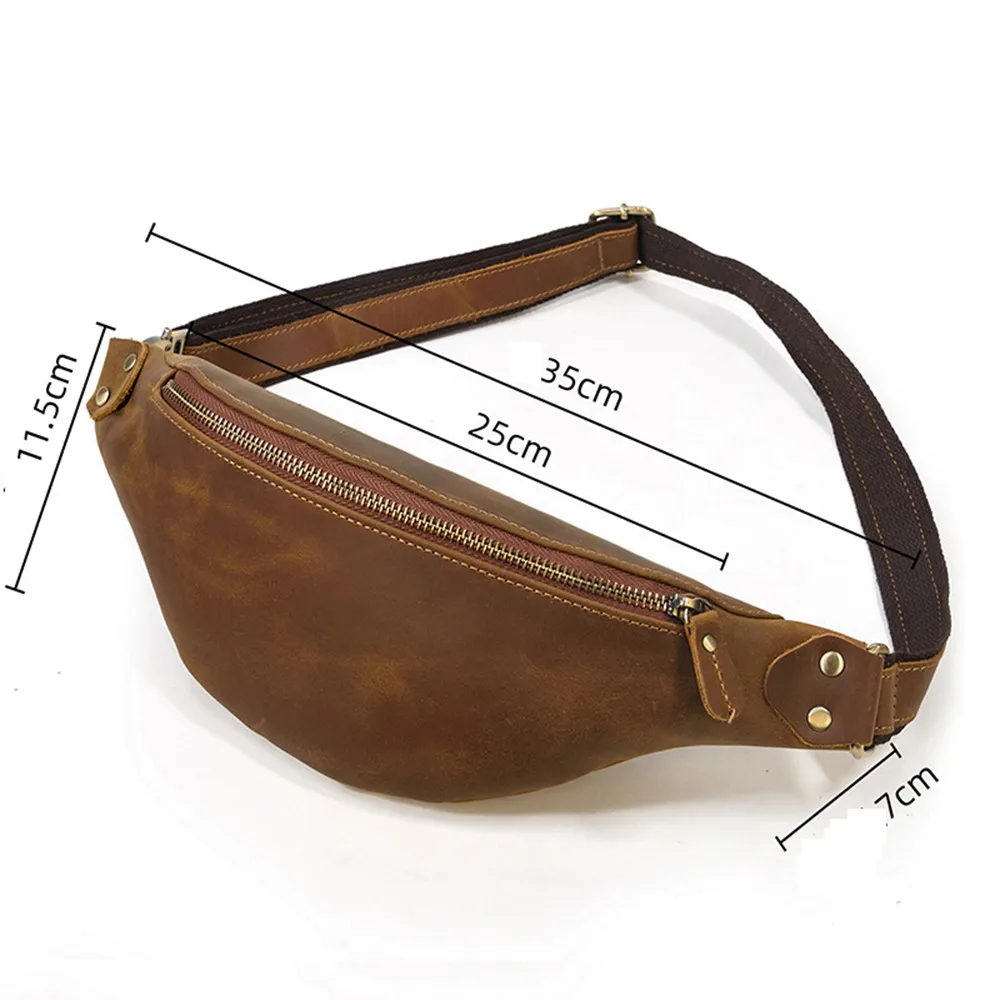 

Bag Male For Pack Fanny Pouch Phone Horse Outdoor Men's Crazy Bum Genuine Waist Bag Waist Leather Packstravel Sport Luufan