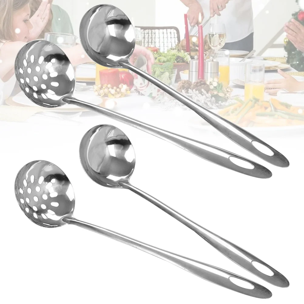 

Spoon Ladle Soup Hot Colander Pot Steel Slotted Stainless Handle Serving Strainer Skimmer Cooking Set Spoons Noodles Filter