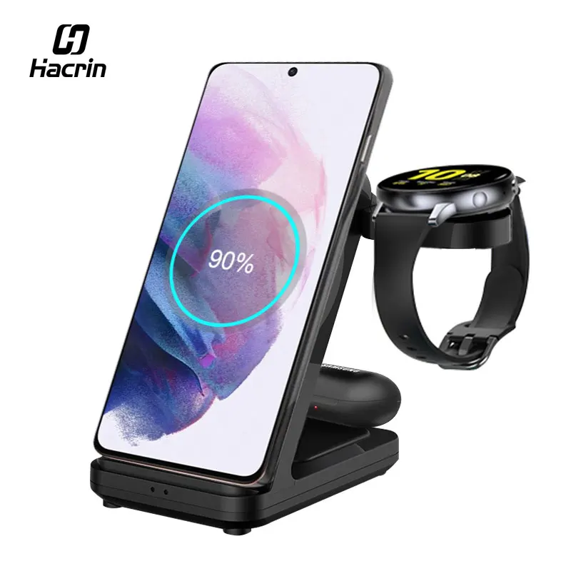 Беспроводная зарядная станция 3 в 1 док-станция для Samsung Galaxy S22 S21 S20 Ultra Watch 4 Active 2