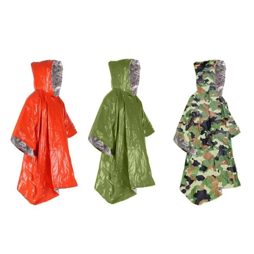 

Portable Reflective First Aid Raincoat Outdoor Emergency Survival Kit Poncho space blanket material Multipurpose Hiking Cloak