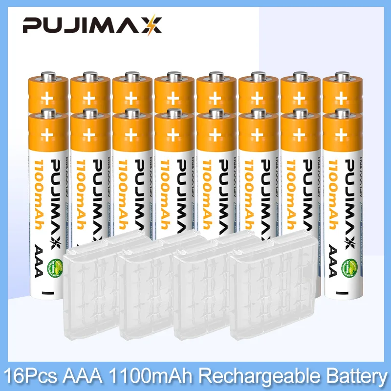 PUJIMAX 16Pcs/Lot AAA Rechargeable Battery 1.2V 1100mAh High Capacity Battery For Razors Remote Controls Doorbells Alarm Clock
PUJIMAX 16Pcs/Lot AAA Rechargeable Battery 1.2V 1100mAh High Capacity Battery For Razors Remote Controls Doorbells Alarm Clock