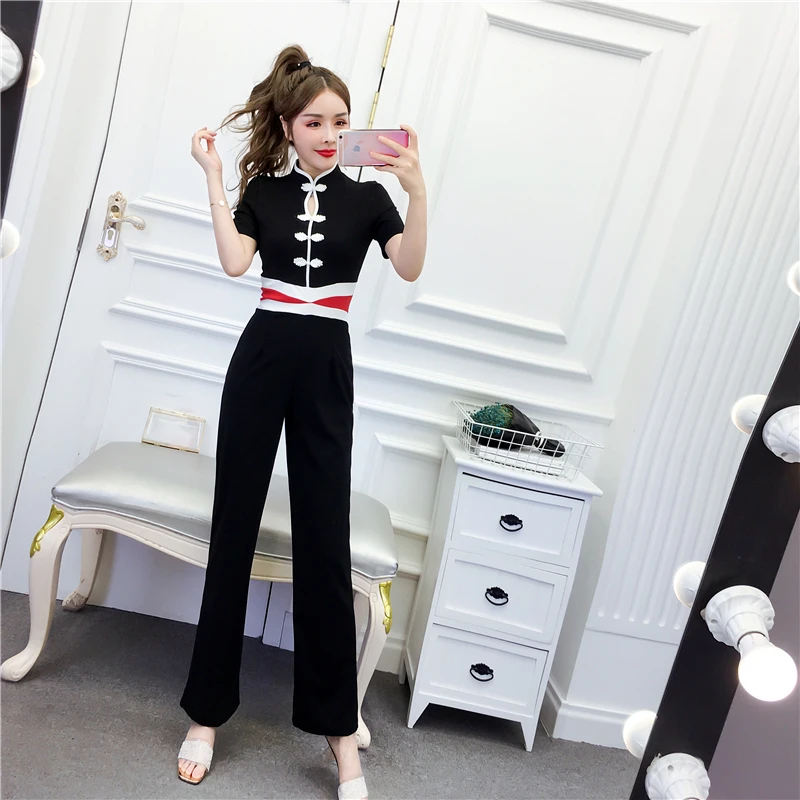 Black Red Jumpsuit Women Chinese Retro Hit Color Cheongsam Collar Long Pants Vintage Lady Jumpsuits for Women 2023
Black Red Jumpsuit Women Chinese Retro Hit Color Cheongsam Collar Long Pants Vintage Lady Jumpsuits for Women 2023