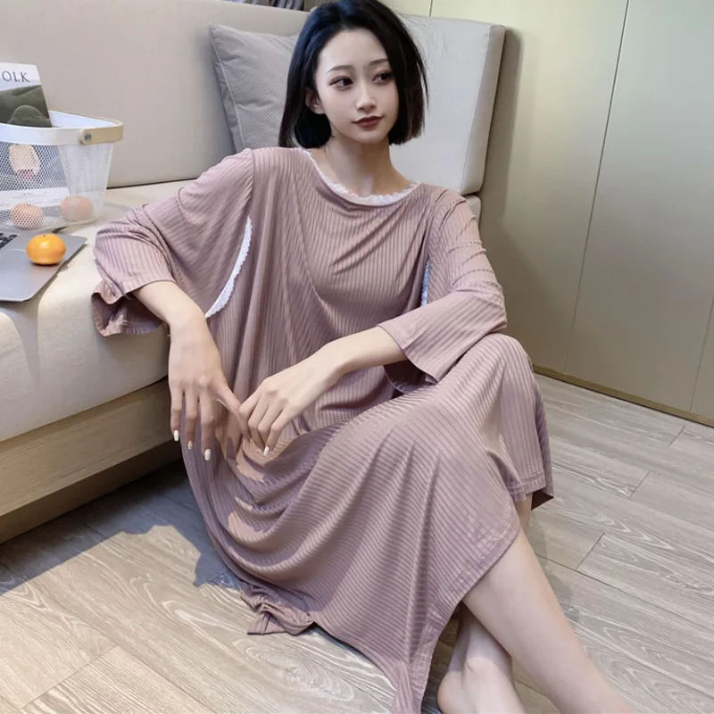 Modal Nightdress Women Cotton Big Yards Lace Summer Loose Nightshirt Female Nightgowns Spring Womens Home Sleedpress Plus Size
Modal Nightdress Women Cotton Big Yards Lace Summer Loose Nightshirt Female Nightgowns Spring Womens Home Sleedpress Plus Size