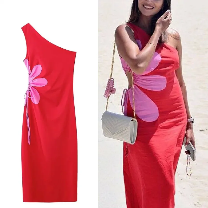 TRAF Women‘s Red Asymmetric Midi Dress Sexy Sleeveless Off Shoulder Maxi Dresses Fashion Flower Cut Out Lace-up Slim Long Dress
TRAF Women‘s Red Asymmetric Midi Dress Sexy Sleeveless Off Shoulder Maxi Dresses Fashion Flower Cut Out Lace-up Slim Long Dress