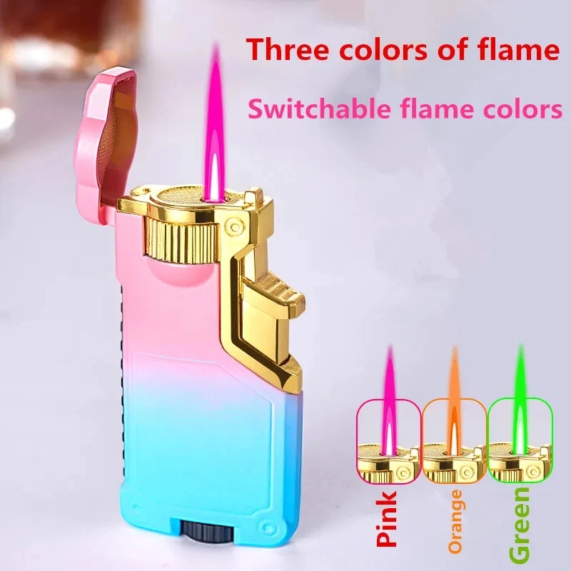 New Windproof Jet Tri Color Flame Lighter Metal Inflatable Creative Gradient Flame Switching Cool Lighter Gift for Men and Women
New Windproof Jet Tri Color Flame Lighter Metal Inflatable Creative Gradient Flame Switching Cool Lighter Gift for Men and Women