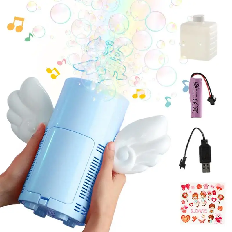 

Пузырчатая машина Angel, автоматическая пористая воздуходувка, освещение и Музыкальный аппарат для создания пузырьков с пузырьковой бутылкой для детских праздничных сувениров
