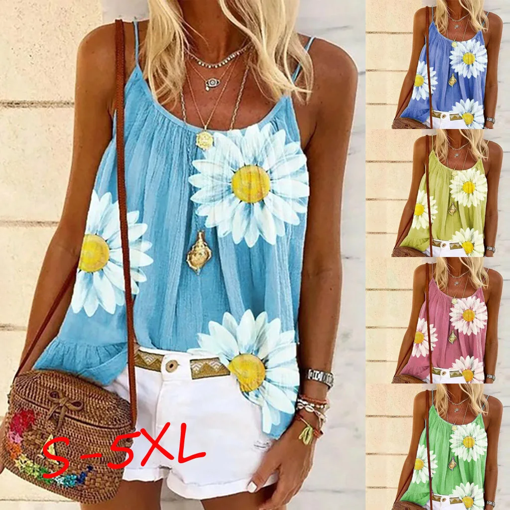 S-5XL Womens Tops t-shirts Female Clothing Fashion Casual Women Print Pleated Loose Camisole Tank
S-5XL Womens Tops t-shirts Female Clothing Fashion Casual Women Print Pleated Loose Camisole Tank