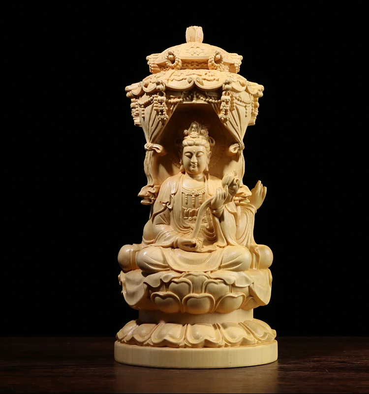 

Статуя Будды из массива дерева с трехсторонней резьбой, 10/15 см