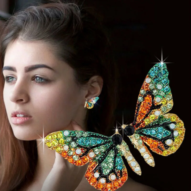 European and American Style Colorful Butterfly Earrings Ladies Wings Crystal Sweet Jewelry Rhinestone Party Fashion Earrings
European and American Style Colorful Butterfly Earrings Ladies Wings Crystal Sweet Jewelry Rhinestone Party Fashion Earrings