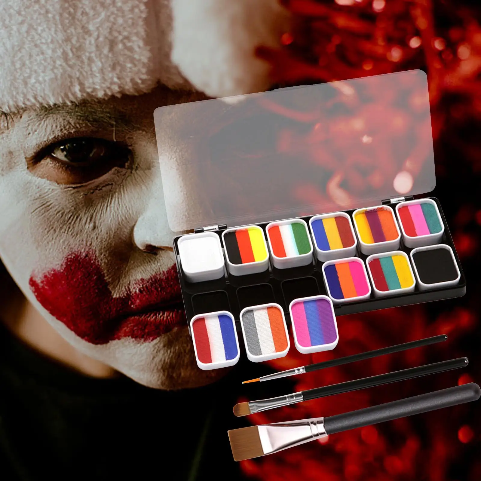 Professional Face Paint Palette 3 Brushes Washable Supplies Facepaint Fancy for Halloween Kids Painting
Professional Face Paint Palette 3 Brushes Washable Supplies Facepaint Fancy for Halloween Kids Painting