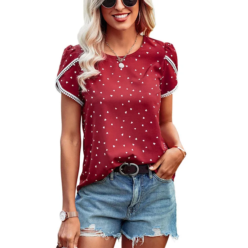 Fashion Polka-dot Short Sleeve Women T-shirts Sweet Lace Tassel O-Neck Chiffon Tops 2022 New Spring Summer Casual Ladies Shirts
Fashion Polka-dot Short Sleeve Women T-shirts Sweet Lace Tassel O-Neck Chiffon Tops 2022 New Spring Summer Casual Ladies Shirts