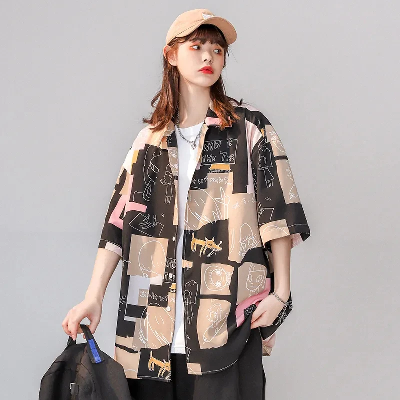 Harajuku Preppy Style Bf Casual Shirt Korean Fashion Oversize Loose Women Half Sleeve Blouse Summer Streetwear Y2K Tops
Harajuku Preppy Style Bf Casual Shirt Korean Fashion Oversize Loose Women Half Sleeve Blouse Summer Streetwear Y2K Tops