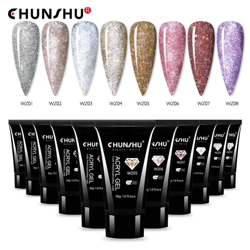 CHUNSHU Алмазный полигель-лак для ногтей 30 г Светоотражающие гели наращивания
