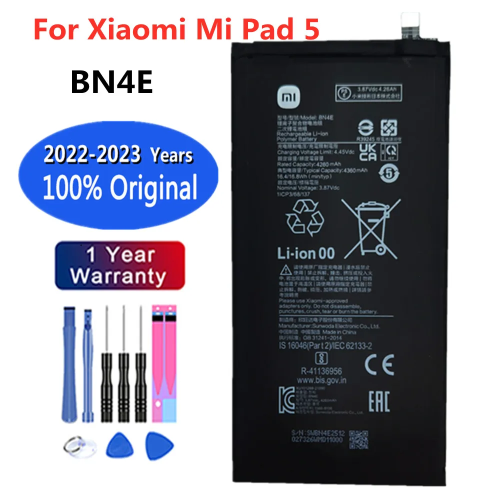Новинка 2023, сменный аккумулятор Xiao Mi BN4E для телефона Xiaomi Mi Pad 5 Pad5, аккумуляторы для планшетов, Оригинальная Аккумуляторная Батарея 4360 мАч
Новинка 2023, сменный аккумулятор Xiao Mi BN4E для телефона Xiaomi Mi Pad 5 Pad5, аккумуляторы для планшетов, Оригинальная Аккумуляторная Батарея 4360 мАч