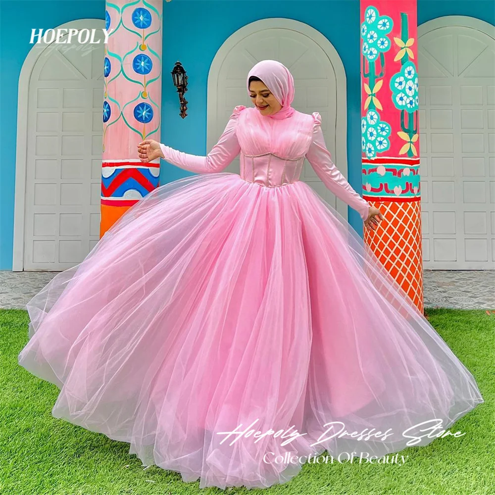 Hoepoly Simple Tulle Muslim Arabic Women Evening Dresses High Neck Floor Length A Line Prom Dress فساتين للحفلات الراقصة
Hoepoly Simple Tulle Muslim Arabic Women Evening Dresses High Neck Floor Length A Line Prom Dress فساتين للحفلات الراقصة