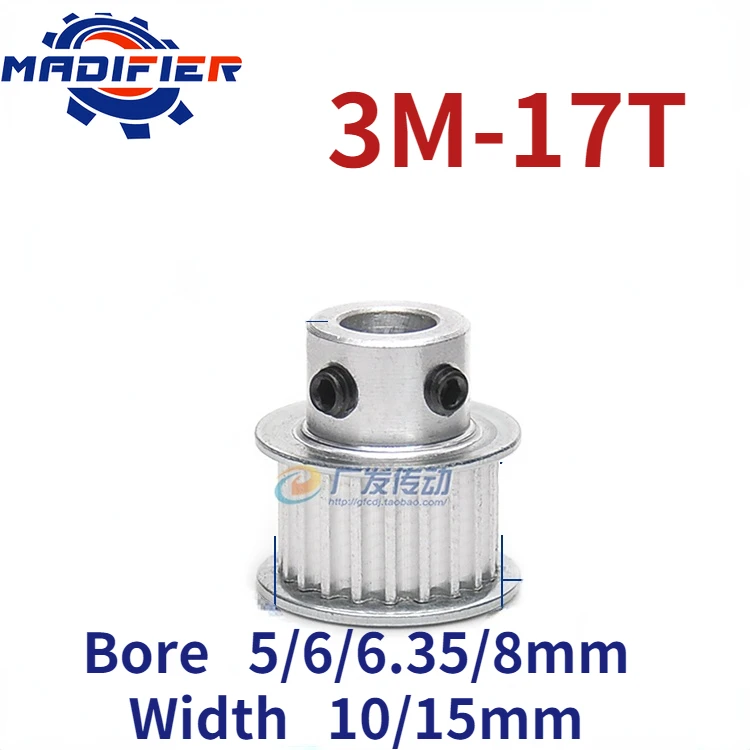 

BF Type 17 Teeth HTD 3M Timing Pulley Bore 5mm 6mm 6.35mm 8mm for 10mm 15mm Width Belt Used In Linear Pulley