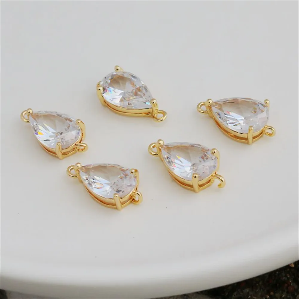 Diamond inlaid 14K gold-plated large water drop zircon double hanging DIY handmade jewelry pendant 8*17mm jewelry accessories
Diamond inlaid 14K gold-plated large water drop zircon double hanging DIY handmade jewelry pendant 8*17mm jewelry accessories