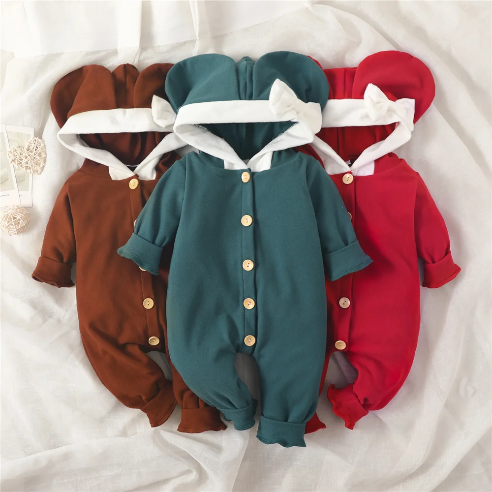 3 Color Newborn Baby Boy Girl Autumn Winter Romper Toddler Contrast Color Long Sleeve Button Down Elephant Ears Hooded Jumpsuit
3 Color Newborn Baby Boy Girl Autumn Winter Romper Toddler Contrast Color Long Sleeve Button Down Elephant Ears Hooded Jumpsuit