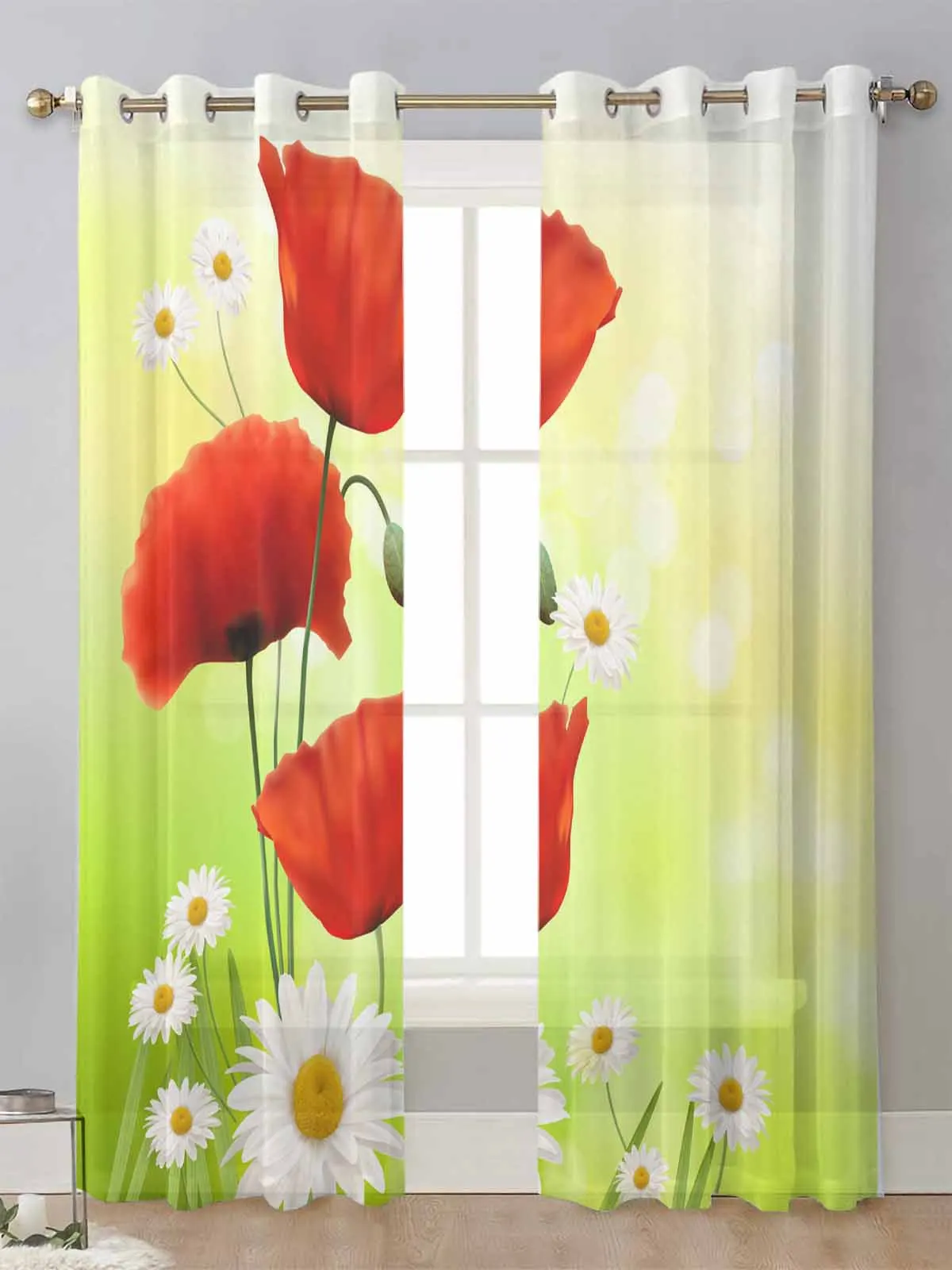 Poppy Flower Daisy Sheer Curtains For Living Room Window Screening Transparent Voile Tulle Curtain Cortinas Drapes Home Decor
Poppy Flower Daisy Sheer Curtains For Living Room Window Screening Transparent Voile Tulle Curtain Cortinas Drapes Home Decor