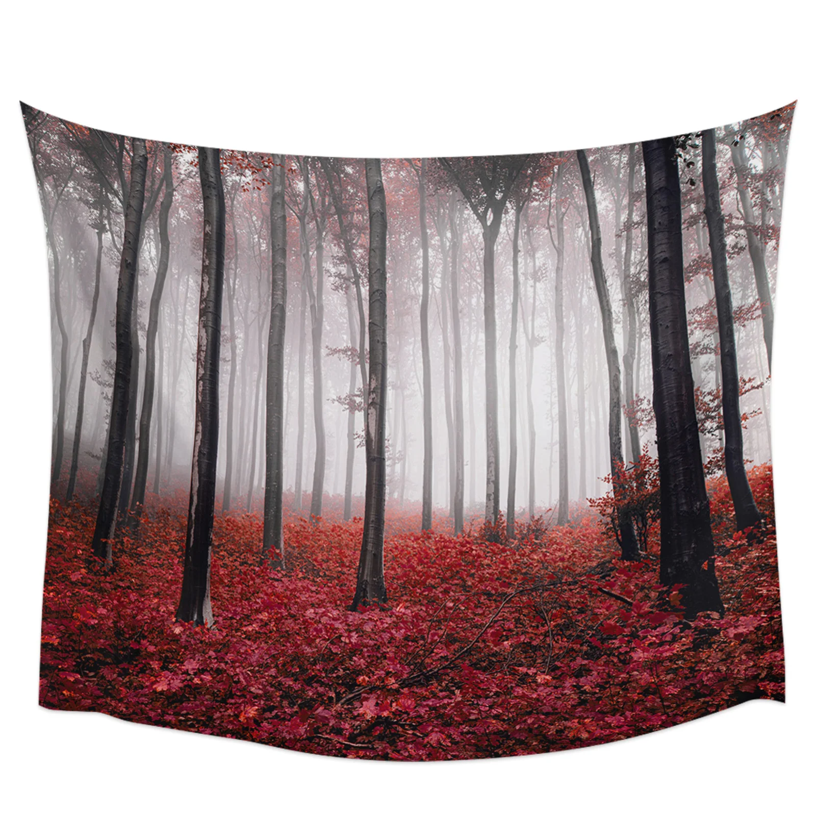 

Autumn Forest Maple Leaves Red Hippie Tapestry Fabric Wall Hanging Beach Room Decor Cloth Carpet Yoga Mats Sheet Sofa Blanket