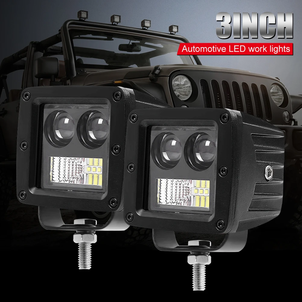 2PCS 3" 90W LED Work Light Cube Flood Spot Combo 6500K LED Pod Light Waterproof Truck Driving Fog Light for Off-Road ATV Car 4x4
2PCS 3" 90W LED Work Light Cube Flood Spot Combo 6500K LED Pod Light Waterproof Truck Driving Fog Light for Off-Road ATV Car 4x4