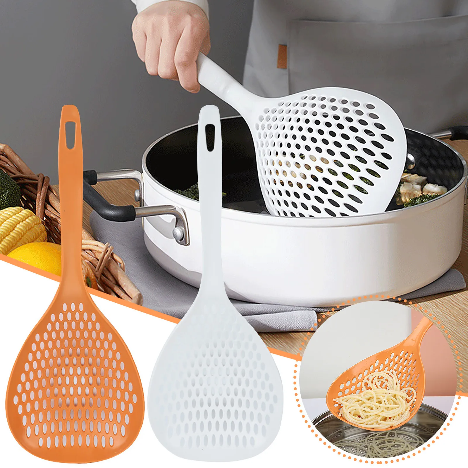 Kitchen Plastic Colander Hot Pot Noodle Spoon Multifunctional Household Noodles Blanching Sieve Large Mesh Drainage Spoon Useful
Kitchen Plastic Colander Hot Pot Noodle Spoon Multifunctional Household Noodles Blanching Sieve Large Mesh Drainage Spoon Useful