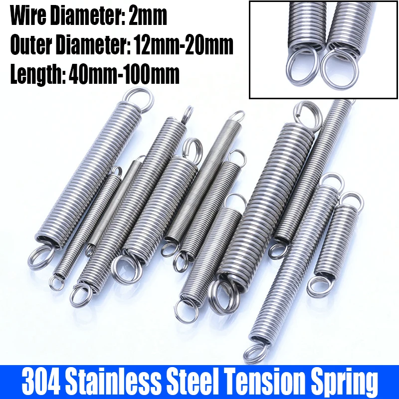 1PCS 2mm Wire Dia 304 Stainless Steel O Ring Hook Extension Spring Tension Spring Coil Spring Dual Hook Spring L=40mm-100mm
1PCS 2mm Wire Dia 304 Stainless Steel O Ring Hook Extension Spring Tension Spring Coil Spring Dual Hook Spring L=40mm-100mm