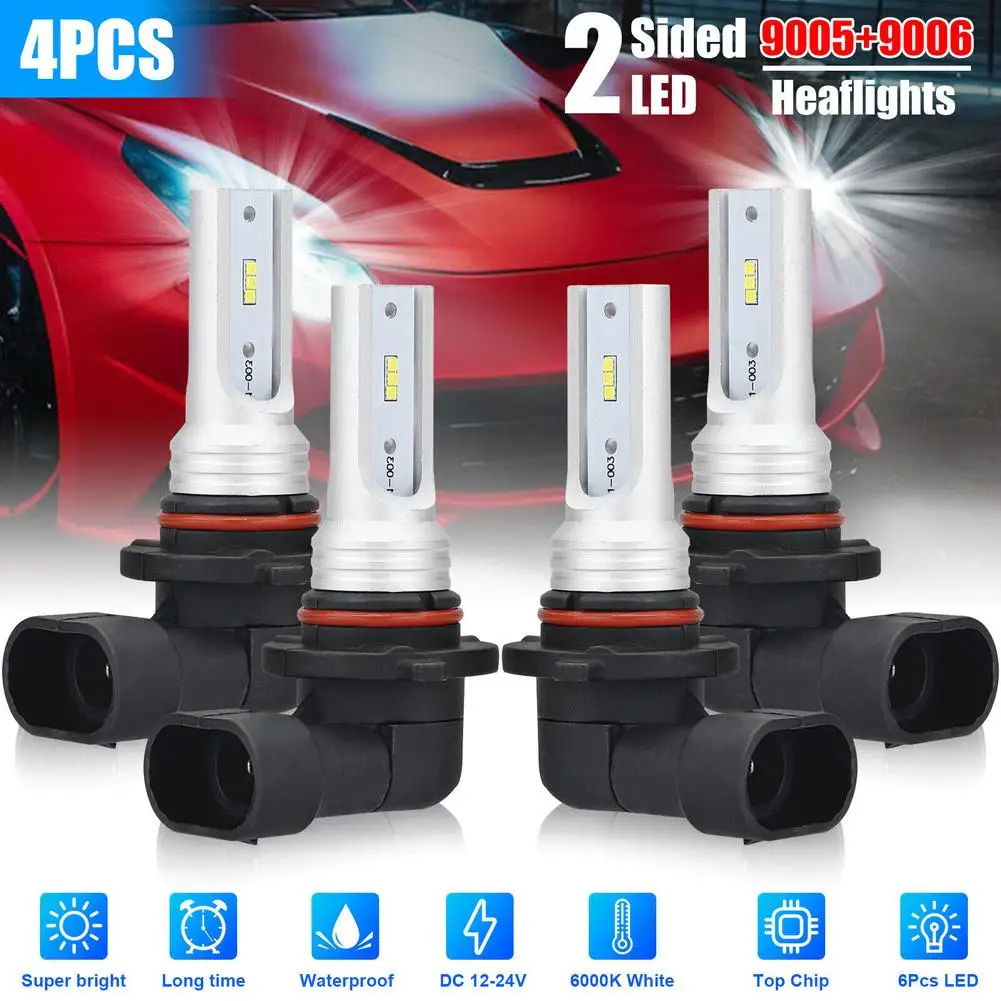 New 4pcs 9005 9006 Car Led Headlight Kit Combo Bulb High Low Beam 6000k Super Bright Ip68 Waterproof Lights Car Lamp luces led
New 4pcs 9005 9006 Car Led Headlight Kit Combo Bulb High Low Beam 6000k Super Bright Ip68 Waterproof Lights Car Lamp luces led