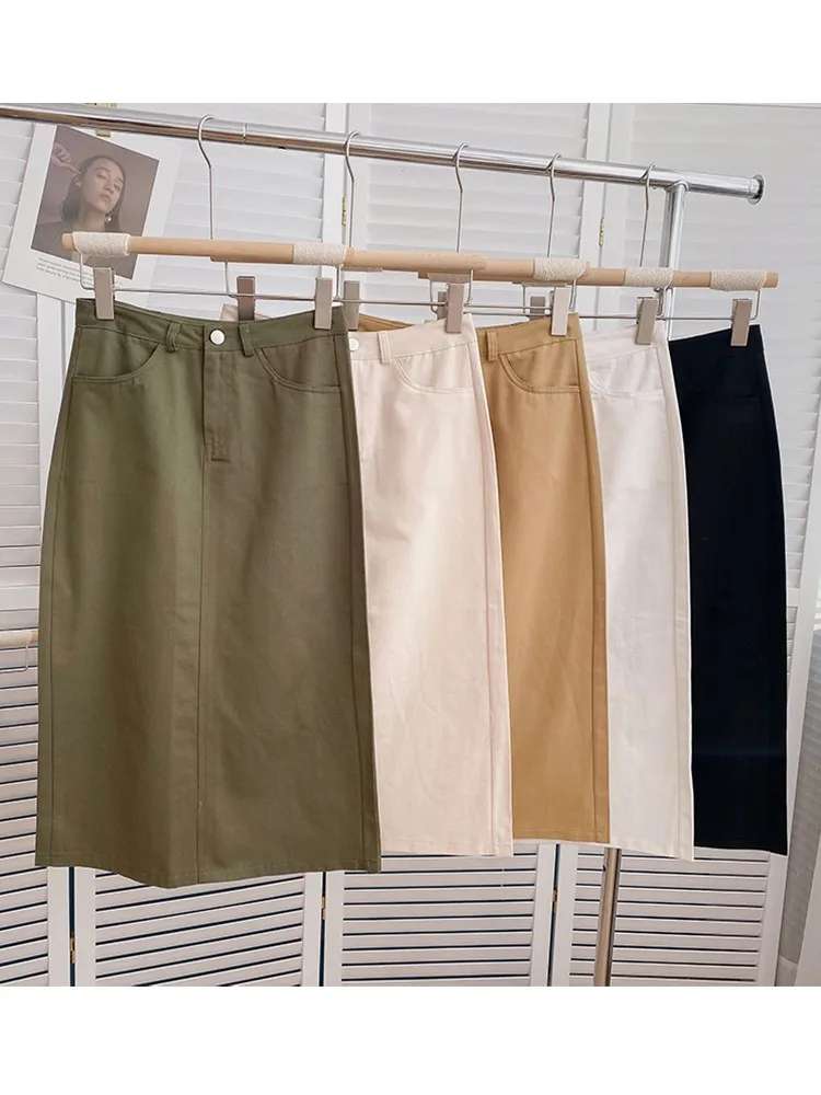 GUUZYUVIZ High Waist Split Skirts Famale Casual Vintage Pocket Midi Skirt 2022 Spring Harajuk Solid Women Skirt
GUUZYUVIZ High Waist Split Skirts Famale Casual Vintage Pocket Midi Skirt 2022 Spring Harajuk Solid Women Skirt