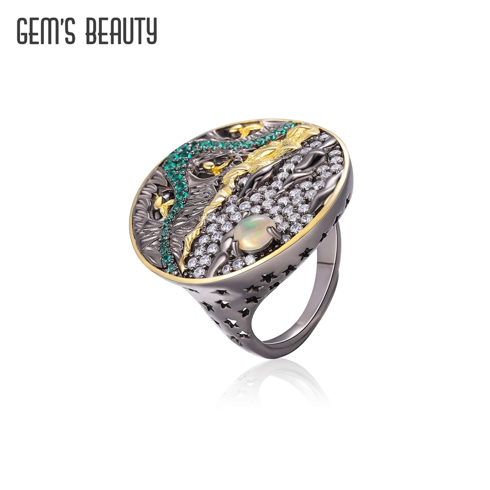 GEM'S BEAUTY Oil Painting Gemstone Finger Rings For Women Accessories Black Color Creative Ring Fine Jewelry Gift Dropshipping
GEM'S BEAUTY Oil Painting Gemstone Finger Rings For Women Accessories Black Color Creative Ring Fine Jewelry Gift Dropshipping