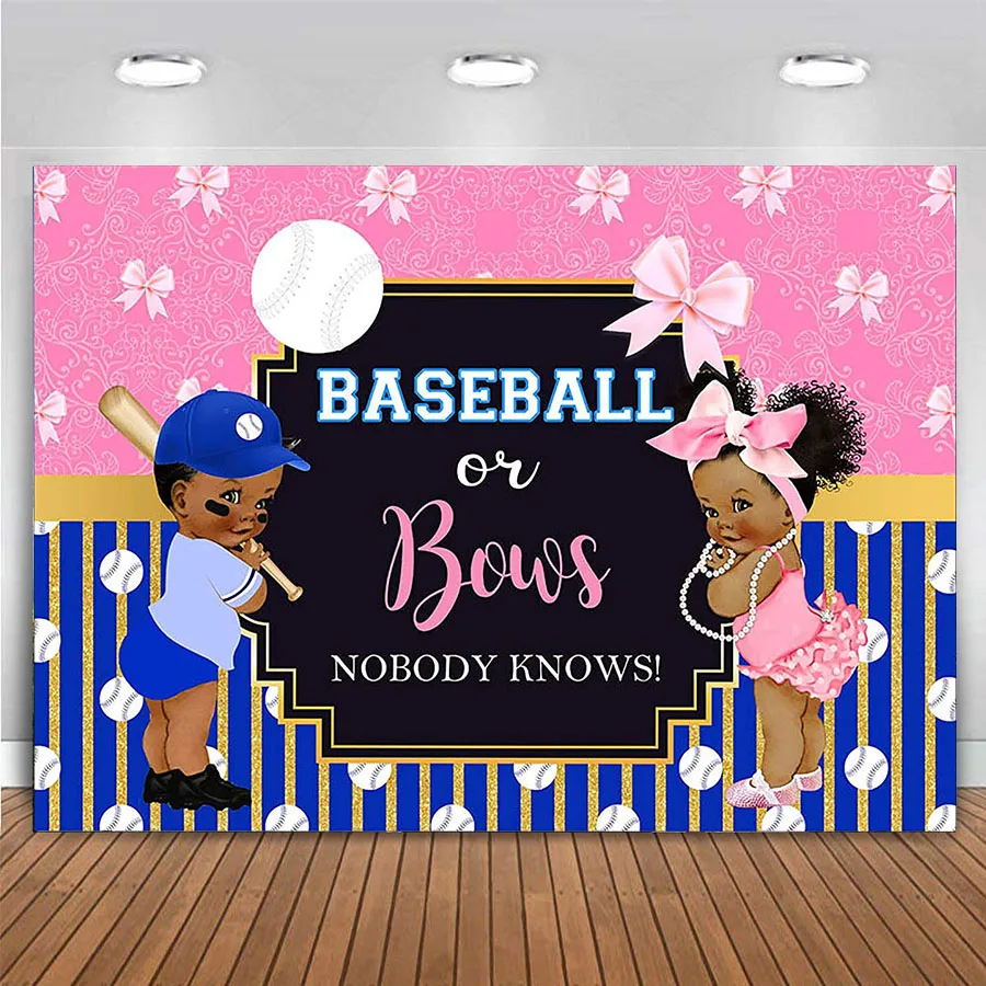 Baseballs or Bows Gender Reveal Backdrop Boy or Girl Pink or Blue Baby Photography Background Blue Stripe Pink Bow Party Banner
Baseballs or Bows Gender Reveal Backdrop Boy or Girl Pink or Blue Baby Photography Background Blue Stripe Pink Bow Party Banner