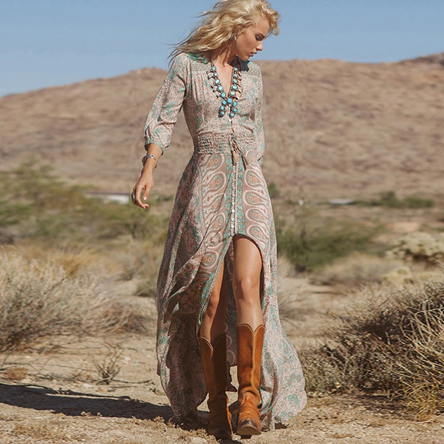 Boho Long Dress Vintage 2022 Floral Print Chiffon Three Quarter Sleeve V-neck Summer Women Dresses vVestido de Mujer Robe Femme
Boho Long Dress Vintage 2022 Floral Print Chiffon Three Quarter Sleeve V-neck Summer Women Dresses vVestido de Mujer Robe Femme