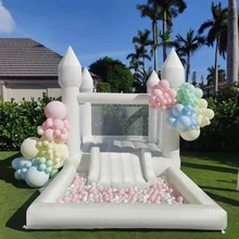 White Bounce House full PVC bouncy castle Large Ball Pool and Jump Space 3in1 kids Bounce House for Kids free ship