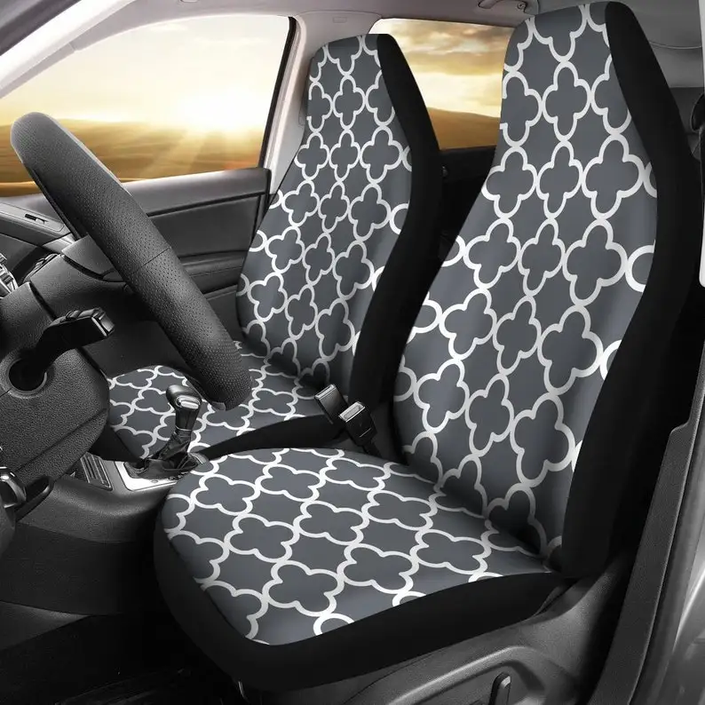Quatrefoil Car Seat Covers Set Dark Gray and White Pattern Moroccan Design Universal Fit For Bucket Seats Grey Car Accessories
Quatrefoil Car Seat Covers Set Dark Gray and White Pattern Moroccan Design Universal Fit For Bucket Seats Grey Car Accessories