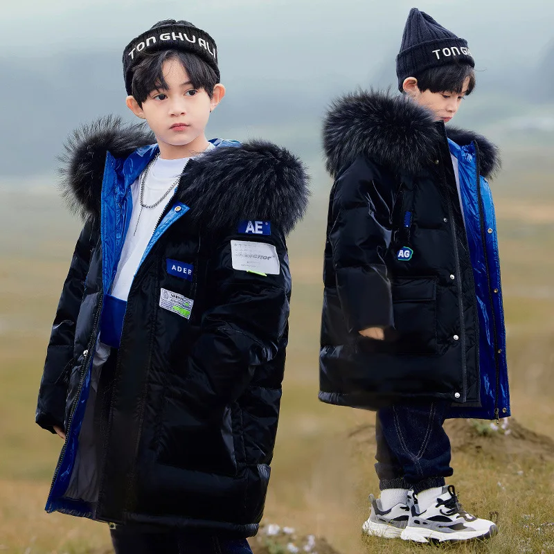 New children's waterproof down jacket Girls winter fashion warm thick coat Boys black casual cold-proof hooded jacket Fur collar 
New children's waterproof down jacket Girls winter fashion warm thick coat Boys black casual cold-proof hooded jacket Fur collar
