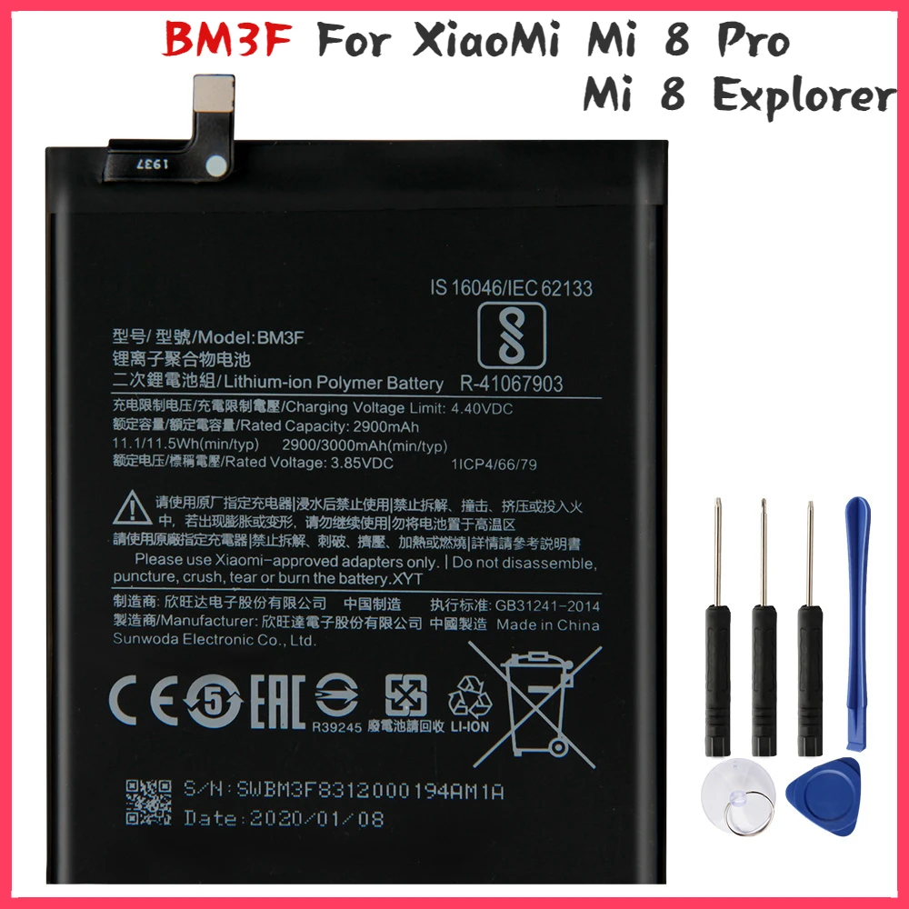 New yelping BM3F Phone Battery For Xiaomi Mi 8 Pro Mi 8 Explorer Battery Compatible Replacement Batteries 3000mAh Free Tools
New yelping BM3F Phone Battery For Xiaomi Mi 8 Pro Mi 8 Explorer Battery Compatible Replacement Batteries 3000mAh Free Tools