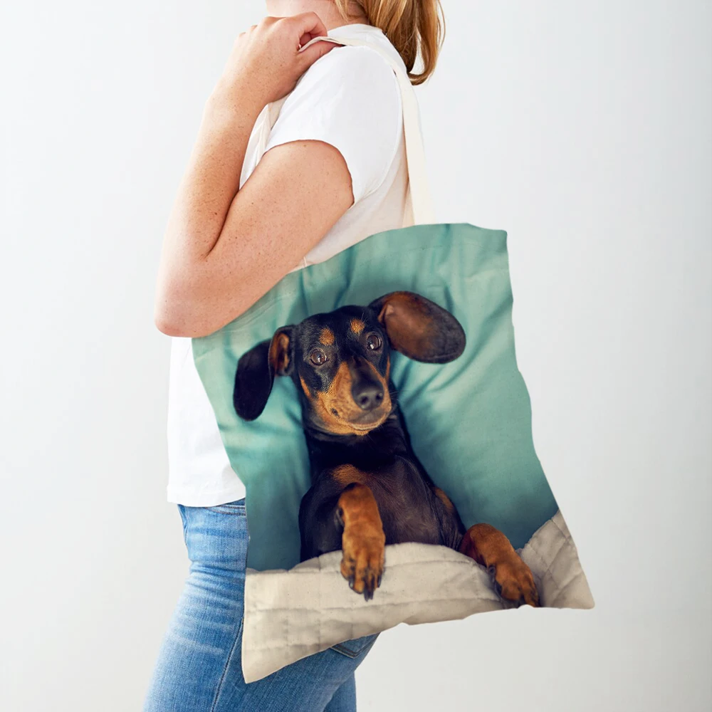 Mini Dachshund Dog Women Shopper Bags Lady Canvas Tote Handbag Reusable Double Side Cute Pet Animal Print Casual Shopping Bag
Mini Dachshund Dog Women Shopper Bags Lady Canvas Tote Handbag Reusable Double Side Cute Pet Animal Print Casual Shopping Bag