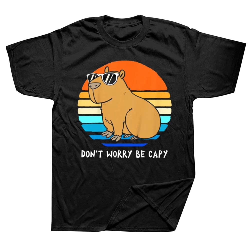 

Retro Funny Capybara Dont Be Worry Be Capy T Shirts Graphic Cotton Streetwear Short Sleeve Birthday Gifts T-shirt Mens Clothing