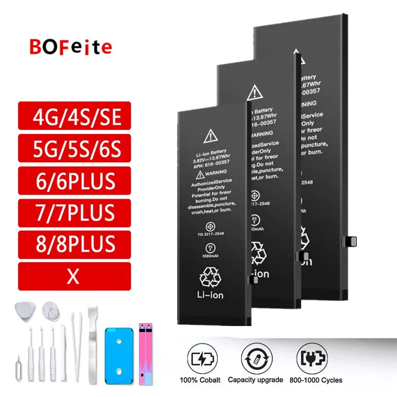 Original New Battery for 4G 4S 5 5S 6 6S 6Splus 6Plus 7 7plus 8 8plus X SE SE2020 Mobile phone batteries
Original New Battery for 4G 4S 5 5S 6 6S 6Splus 6Plus 7 7plus 8 8plus X SE SE2020 Mobile phone batteries