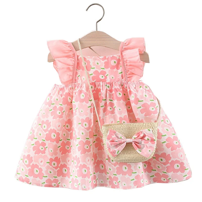 Baby Girl Dress Cotton Knee-length Princess Dresses Fly Sleeve Dress for Girls Floral Print Baby Clothes Casual 2022 Summer 
Baby Girl Dress Cotton Knee-length Princess Dresses Fly Sleeve Dress for Girls Floral Print Baby Clothes Casual 2022 Summer