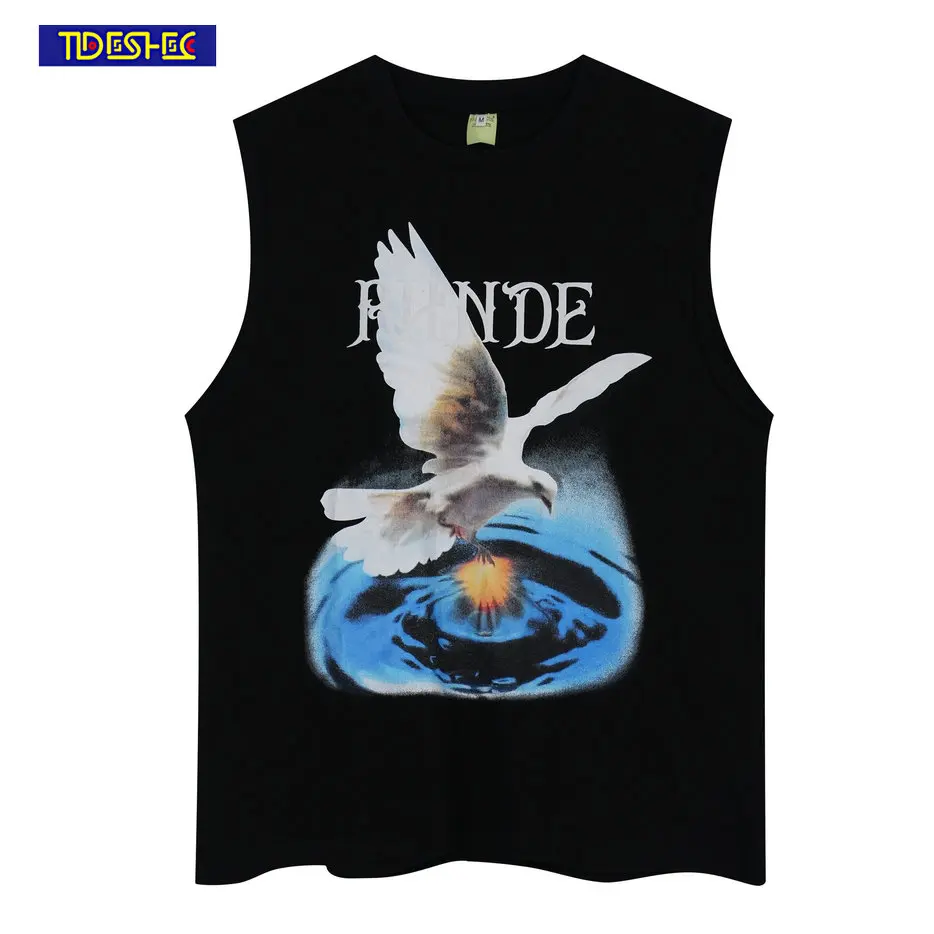 2023 Summer Streetwear Hip Hop Vintage Tank Top White Pigeon Pattern Letter Print Short Sleeve Vest Oversized Sleeveless T-Shirt
2023 Summer Streetwear Hip Hop Vintage Tank Top White Pigeon Pattern Letter Print Short Sleeve Vest Oversized Sleeveless T-Shirt