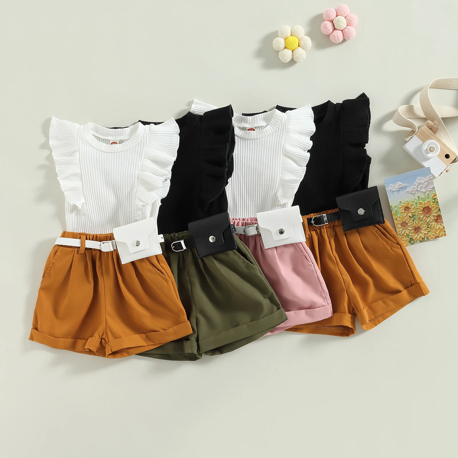 Listenwind 9M-4Y Kids Baby Girls Summer Outfit Flying Sleeves Ribbed Tank Tops and Elastic Casual Shorts with Belt Set
Listenwind 9M-4Y Kids Baby Girls Summer Outfit Flying Sleeves Ribbed Tank Tops and Elastic Casual Shorts with Belt Set