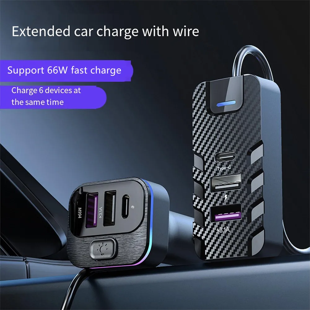 81W 6-in-1 Fast Car Charger USB Cigarette Car Lighter PD 3.0 QC 3.0 Type C Multi Car Charger Adapter With 1.5m Cable 6 Ports
81W 6-in-1 Fast Car Charger USB Cigarette Car Lighter PD 3.0 QC 3.0 Type C Multi Car Charger Adapter With 1.5m Cable 6 Ports