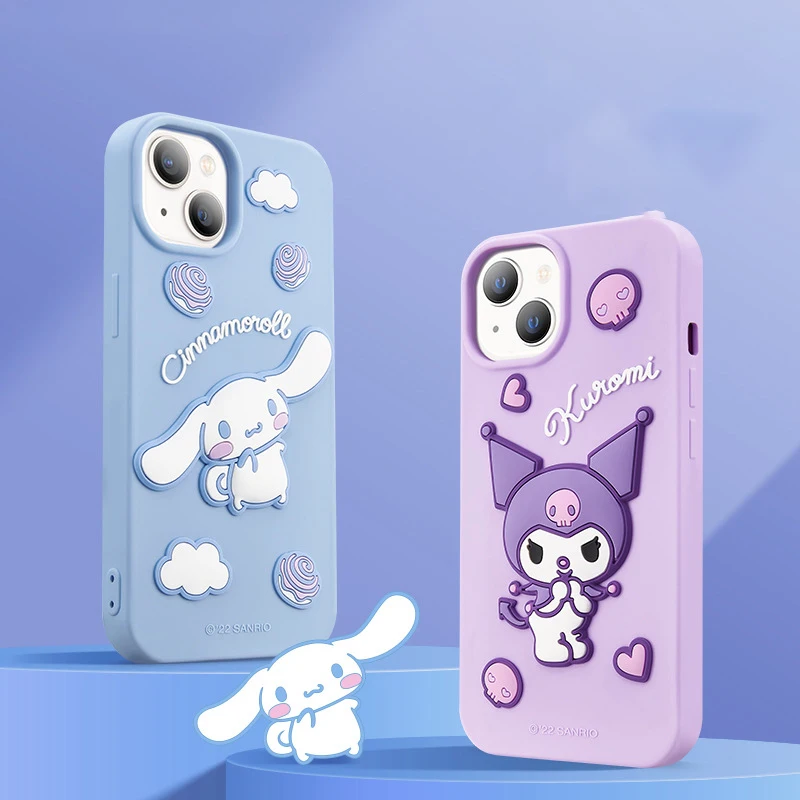 

Genuine 3D Sanrio Hello Kitty Kuromi Phone Cases Cinnamoroll Kawaii Iphone11 12 13 14Pro Max Silica Gel Drop-Proof Phone Case