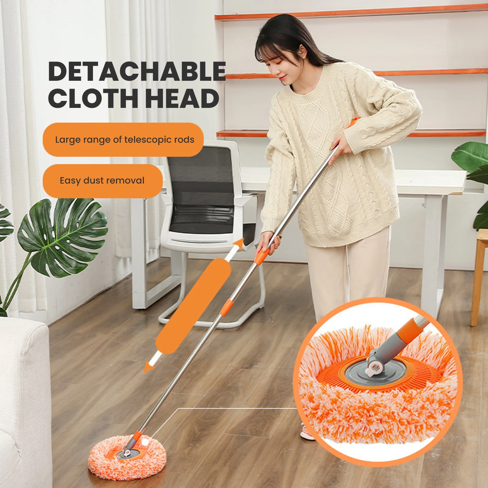 Adjustable Upgraded Cleaning 360 Spin Mop Handle Multifunctional Sunflower Chenille Magic Mop Head Flat Floor Household Tools
Adjustable Upgraded Cleaning 360 Spin Mop Handle Multifunctional Sunflower Chenille Magic Mop Head Flat Floor Household Tools
