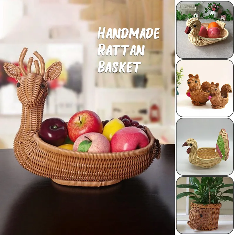 Simulated Animal Imitation Rattan Woven Storage Basket Household Storage Decoration Decoration Fruit Toy Basket Handmade Crafts
Simulated Animal Imitation Rattan Woven Storage Basket Household Storage Decoration Decoration Fruit Toy Basket Handmade Crafts