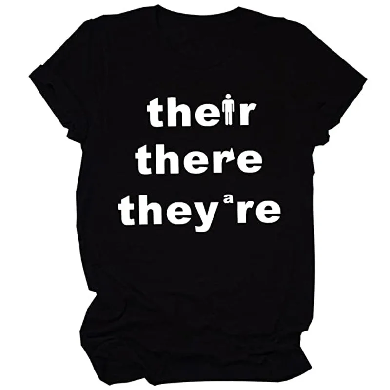 Their There They're Shirt Women Casual Funny Grammar Graphic T-Shirt for English Teacher
Their There They're Shirt Women Casual Funny Grammar Graphic T-Shirt for English Teacher