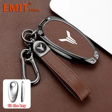 Zinc Alloy Leather Key Cover Fit for Voyah Free I-Land Dreamer 2021-2023 Keychain Bag Shell Remote Key Case Car Accessories