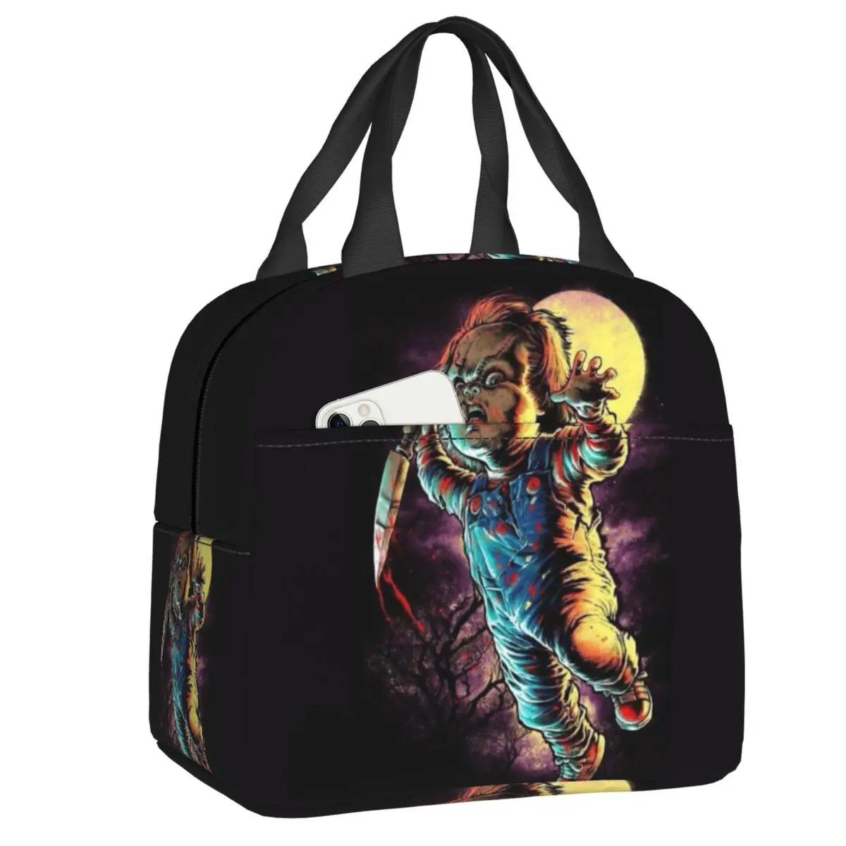 Child's Play Chucky Killer Doll Lunch Bag Men Women Cooler Warm Insulated Lunch Box for Kids School Children Food Picnic Bags
Child's Play Chucky Killer Doll Lunch Bag Men Women Cooler Warm Insulated Lunch Box for Kids School Children Food Picnic Bags